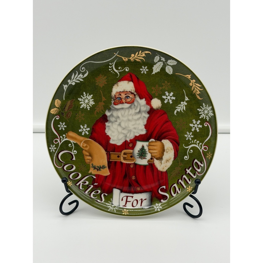 Spode Christmas Tree Cookies For Santa Plate Green Santa Claus S3324-A19 Holiday